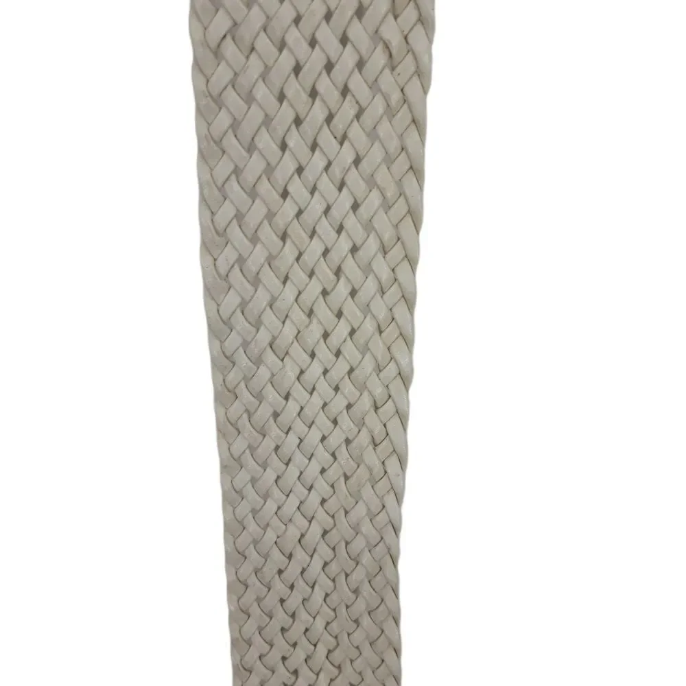 White Country‎ Braided Basket Weaved Wide O-ring Belt 2.5